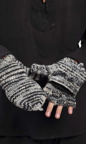 Vlněné převlékací rukavice / černo-bílé I.