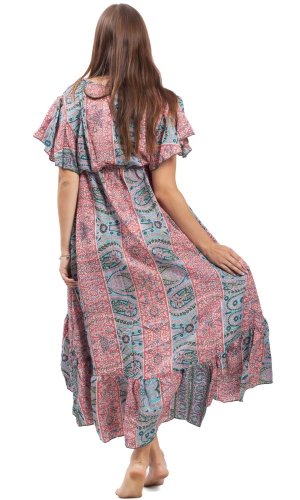 Dámské šaty dlouhé SNEHA červeno-modré I.