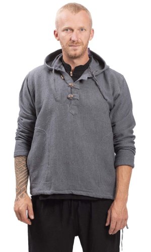 Bluza unisex z kapturem RAHUL WAFLAR szary - Rozmiar: XL