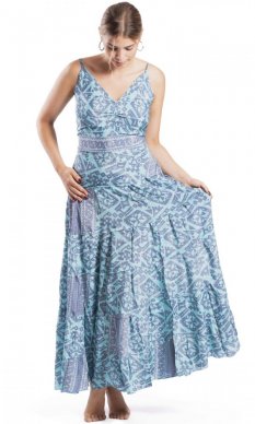 Długa sukienka damska SARAI jasnoniebieska