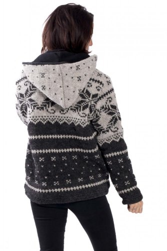 Vlnený sveter s nórskym vzorom šedý