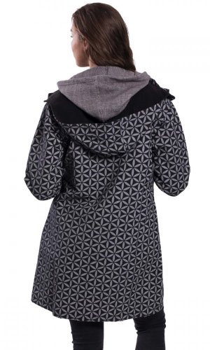 Dámský kabát Kvet života čierny - Veľkosť: XL