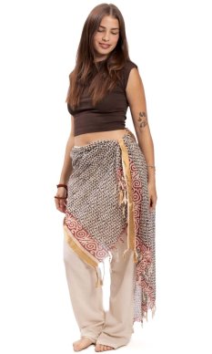 Sarong / szalik JALA / ornament czerwono-czarny V.