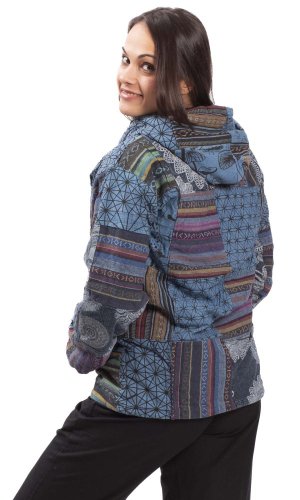 Ciepła kurtka PATCHWORK HARMONY niebieska - Rozmiar: XL