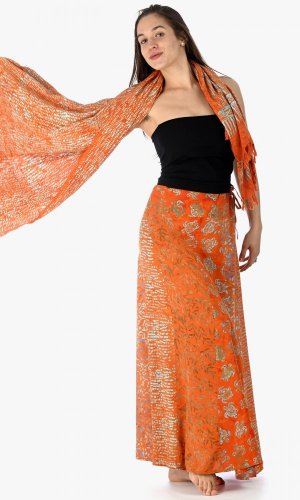Długa spódnica z sarongiem pomarańczowa - Rozmiar: XL