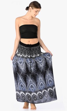 Długa spódnica / suknia Peacock black-blue