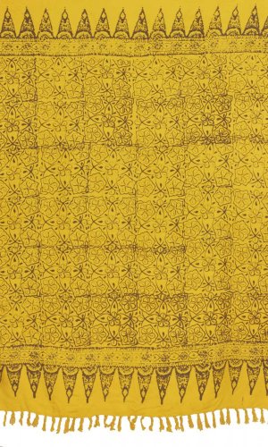Sarong BALI BATIK ORNAMENT BLOOM hnedo-žltý