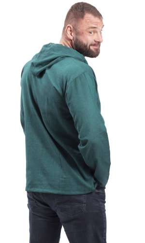 Košile Nepál / ETNO KURTA s kapucí smaragdově zelená