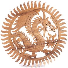 Dřevěná nástěnná dekorace DRAK natural ø 40 cm
