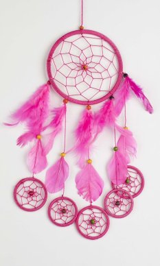 Lapač snů CIRCLES růžová II. / délka 31 cm