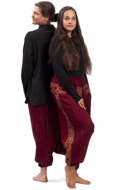 Ciepłe szarawary / Spodnie haremki BIHAR czerwony I.