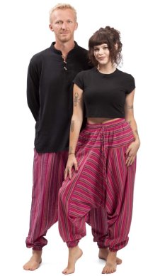 Harémové kalhoty / Sultánky CLASSIC STRIPES růžová I.