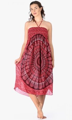 Długa spódnica / sukienka Mandala czerwona