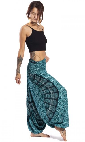 Szarawary / Spodnie haremki Mandala Aqua
