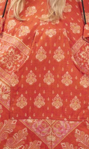 Ponczo z wzorami PANKAJ  pomarańczowe I.