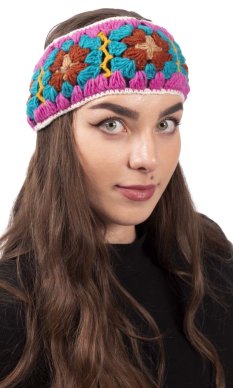Vlněná čelenka FLOWER  / ružová II.