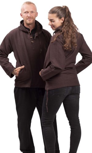 Bluza unisex z kapturem RAHUL brązowa - Rozmiar: M