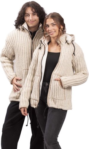 Kurtka dzianinowa PAHARI natur II. - Rozmiar: L