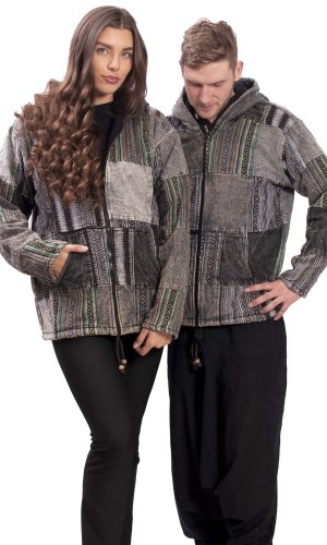 Ciepła kurtka PATCHWORK szara