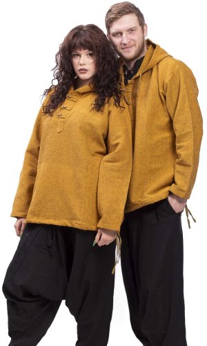 Unisex mikina s kapucí RAHUL okrová