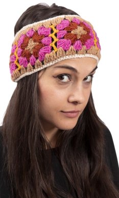 Vlněná čelenka FLOWER  /  béžová