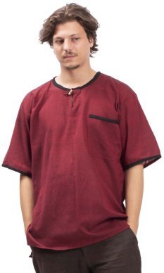 Košeľa / ETNO KURTA MILDRIM s krátkym rukávom červená