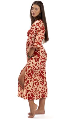 . Długa sukienka GEISHA czerwono-beżowa