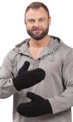 Vlněné palcové rukavice / černé I.