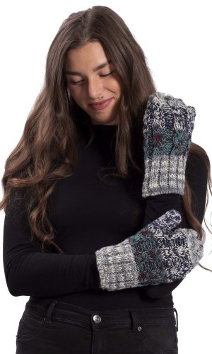 Vlněné palcové rukavice / modro-šedé