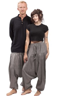 Szarawary / Spodnie haremki CLASSIC PLEATS jasnoszary