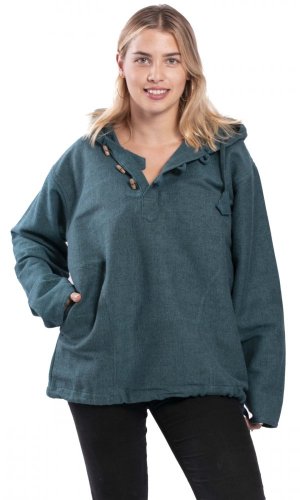 Bluza unisex z kapturem RAHUL niebieski petrol