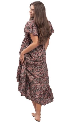 Dámské šaty dlouhé SNEHA černo-červené I.