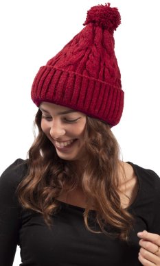 Vlnená čiapka s brmbolcom / červená I.