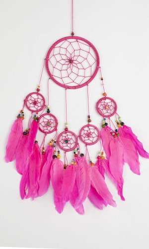 Łapacz snów CIRCLES różowy/ długość 39 cm
