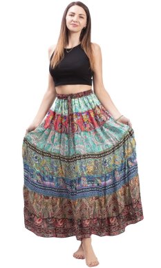 Spódnica z falbanką w etnicznym stylu multicolor XVIII.