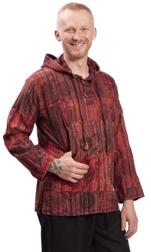 Indická košile / ETNO KURTA WOODSTOCK červená