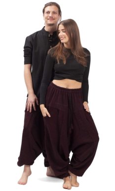 Ciepłe szarawary / Spodnie haremki LAHARA CLASSIC bordowe