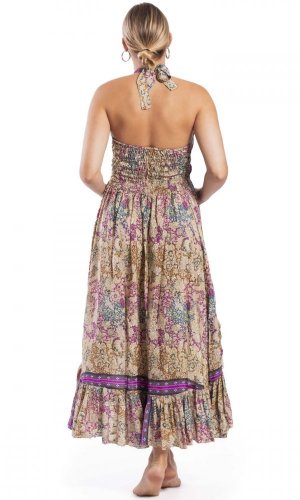 Dlouhé šaty NIDHI okrovo-fialové