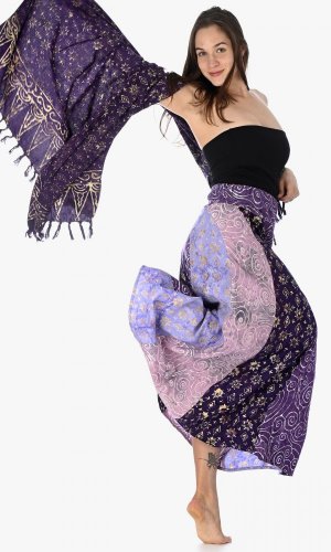 Dlhá sarongová sukňa fialová - Veľkosť: M