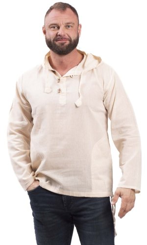 Koszula indyjska / ETNO KURTA z kapturem Natural - Rozmiar: 5XL