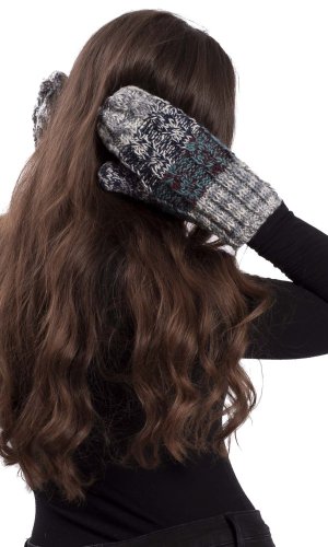 Vlněné palcové rukavice / modro-šedé