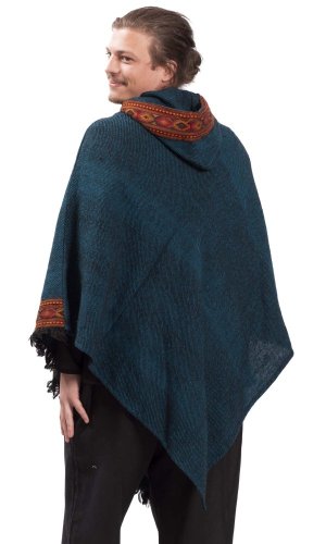 Vlněné pončo LAHARA RUNA modré II.