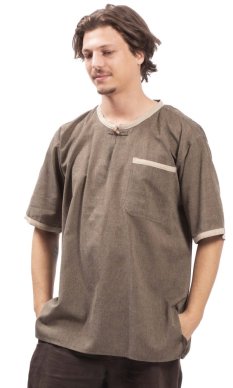 Košeľa / ETNO KURTA MILDRIM s krátkym rukávom  hnědá I.