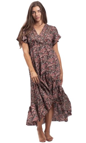 Dámské šaty dlouhé SNEHA černo-červené I.