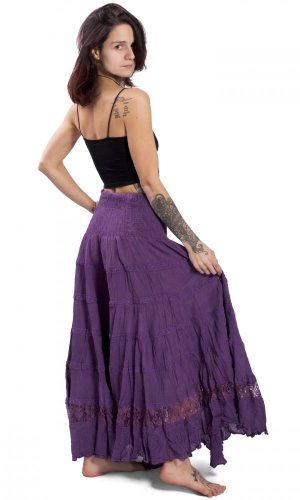 Kolová sukně s krajkou ADITI fialová