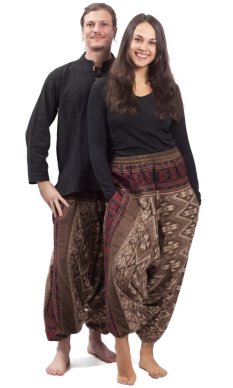 Ciepłe szarawary / Spodnie haremki RIVAN brązowy