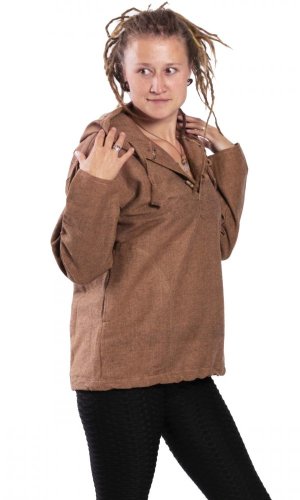 Bluza unisex z kapturem RAHUL jasnobrązowa - Rozmiar: 3XL