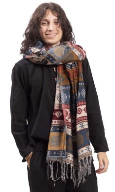 Šála INDI aztek tmavě modrá I.