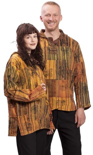 Indická košile / ETNO KURTA WOODSTOCK oranžová
