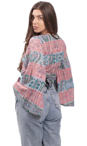 Bolero GITA z długim rękawem różowo-niebieskie I.